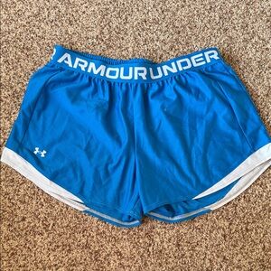 Under Armour Women's Vibrant Blue Athletic, loose fit shorts, size Medium